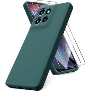 Case for Motorola Moto G 5G 2025/G Play 4G 2025, 2 Pack Tempered Glass Screen Protector, Soft TPU Liquid Silicone Shockproof Gel Case-Blue