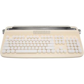 Retro Typewriter Keyboard with Integrated Stand, 104 Keys, BT5.0, Tablet Keyboard for Smart Phone Laptop (Yellow)