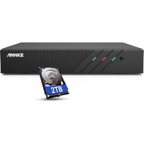 Annke 6MP Poe NVR مع 2TB HDD مثبت مسبقًا ، H.265+ 8CH ، يدعم مسجل الفيديو Netword Netword ما يصل إلى 8x 6mp/5mp/4mp/1080p كاميرا IP ، وتسجيل 24/7 ، والطاقة فوق الإيثرنت ، وصولًا عن بعد سهل ،