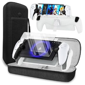مجموعة Quaggy 3-in-1 Accessoris المتوافقة مع PlayStation Portal ، حالة حمل EVA لبوابة PS مع غطاء وقائي للسيليكون مع حامل ، واقيات شاشة 2 حزمة ، حقيبة يد محمولة محمولة من PS5 Portal Player (White)