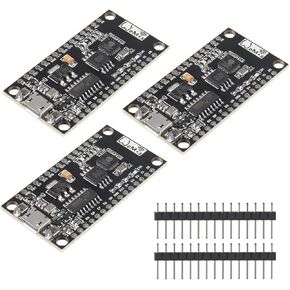 3Pcs NodeMCU V3 Lua WiFi Module Integration of ESP8266 + Extra Memory 32M Flash, USB Serial Port Converter CH340G Compatible for NodeMCU Board