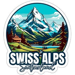 Swiss Alps Switzerland Sticker Adventure Devenir Secal Vinyl Small Broceproof Bottion Scrapbook Scrapbook Protep Baptop Tumbler Phone ، الحجم - 4 ″ × 4 ″ - ID44990