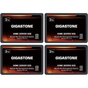 Gigastone Home Server SSD 2TB NAS SSD Drive Cache (4-Pack) 24/7 Durable TLC High Endurance Personal Cloud Data Sync Network Attached Storage RAID 3D NAND 2.5" SATA Internal Solid State Hard Drives