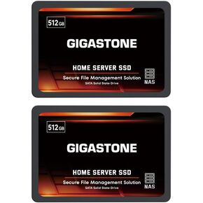 Gigastone Home Server SSD 512GB NAS SSD Drive Cache (2-Pack) 24/7 Durable TLC High Endurance Personal Cloud Data Sync Network Attached Storage RAID 3D NAND 2.5" SATA Internal Solid State Hard Drives