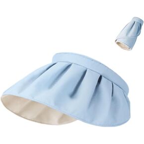 Foldable Wide Brim Sun Visor Hat for Women Casual Roll-Up Beach Sun Hat Empty Top Sun Hat with UV Protection for Summer