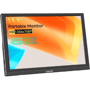 شاشة محمولة 13.3 بوصة ، HD 1366X768P عرض شاشة HDMI صغيرة ، مكبر صوت مدمج ومنفذ HDMI المزدوج ، الشاشة الخارجية للكمبيوتر المحمول/MAC/PC/SWIST