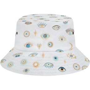 Evil Eye Pattern Bucket Hat for Women Men, Novelty Fisherman Cap Sun Hat Travel Beach Outdoor Fashion Summer Accessories