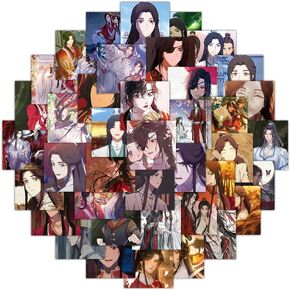 63 PCS Heaven Official's Blessing Tian Guan Ci Fu Vinyl Waterproof Sticker for Laptop Water Bottle Water Bottle Suitcase Skateboard Refrigerator Guitar Bike