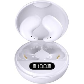 Sleep Headphones Invisible Wireless Earbuds Bluetooth 5.3 Sleeping Ear Buds with LED Display Charging Case Mini Earphones for Side Sleepers Exercise Workout White