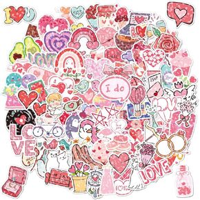 StikTok Vinyl Stickers, 100 Pcs, Holographic Fun Stickers for Kids, Stickers for Adults, Stickers for Teens, Stickers for Water Bottles, Stickers for Girls, Aesthetic Stickers. (Love)