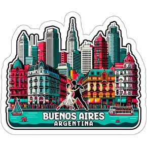 Buenos Aires Argentina Sticker Travel Outdoors Decal Vinyl Small Waterproof for Water Bottle Mug Passport Scrapbook Notebook Laptop Tumbler Skateboard Computer Phone Size - 4"×4"