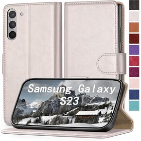 for Samsung Galaxy S23 Phone case[RFID Blocking Leather],[3 Credit Card Slot] Flip Folio Book Shockproof Protector,Holder Stand Cases,Women Men for Samsung S23 Wallet Cover,White