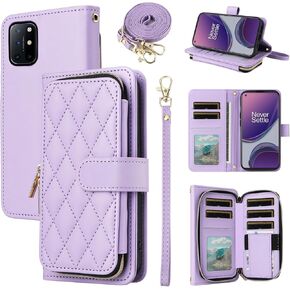 Argyle Wallet Case for OnePlus 8t OnePlus8t Plus 9r 5G مع غطاء هاتف حزام الكتف حزام معصم واحد Plus8t5g على+ 1 Plus 8tplus 1Plus 8t+ One+ T8 1+ 1+ 8T Pro G5 Purple