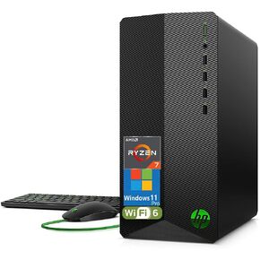 HP Pavilion Tower Tower Computer ، Octa-Core AMD Ryzen 7 5700G ، 16GB DDR4 RAM ، 1TB PCIE SSD ، WIFI 6 ، Bluetooth ، RJ-45 ، HDMI ، VGA ، Windows 11 Pro ، WE/PGPY in Kuwait