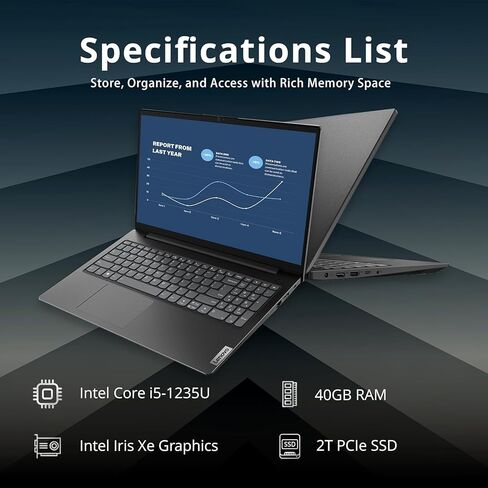 Lenovo 2023 V15 G3 IAP 15.6″ FHD Business Laptop, Intel i5-1235U (10 Core, Up to 4.4GHz, Beat i7-1165G7), 40GB RAM, 1TB PCIe SSD, Intel Iris Xe Graphics, HD Webcam with Privacy Shutter, Windows 11 Pro in Saudi Arabia