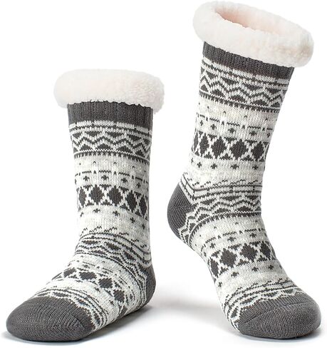 جوارب Cozylook النسائية ذات النعال الزغب مع مقابض مضادة للانزلاق، مبطنة بصوف الشيربا المريح، هدايا عيد الميلاد اللطيفة in Kuwait