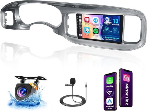 [2+64g] Hikity Android 13 Car Stereo for Dodge Charger 2011-2014 مع Radio Auto Android Android اللاسلكي ، 9 بوصات شاشة تعمل باللمس مع Link GPS WiFi Bluetooth SWC Cam FM MIC in Kuwait