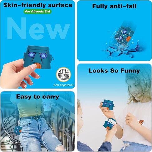 حالة Mulafnxal لـ AirPods 3 جيل ثالث لطيف سيليكون ناعم 3D Function Fun fun for Air Pod 3 (2021) Cover Kawaii Cartooner Cartooner (Stone House) in Kuwait