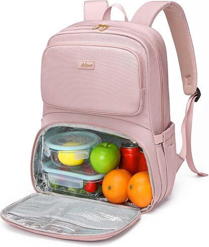 Lunch Backpack for Women Work: Men 16 Inch Laptop Backpack with Insulated Leak Proof Lunch Compartment Large Picnic Lunchbox Bag Meal Prep Bookbag for Nurse Teacher Commuter Travel Black in Saudi Arabia