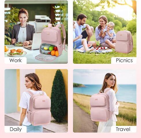 Lunch Backpack for Women Work: Men 16 Inch Laptop Backpack with Insulated Leak Proof Lunch Compartment Large Picnic Lunchbox Bag Meal Prep Bookbag for Nurse Teacher Commuter Travel Black in Saudi Arabia