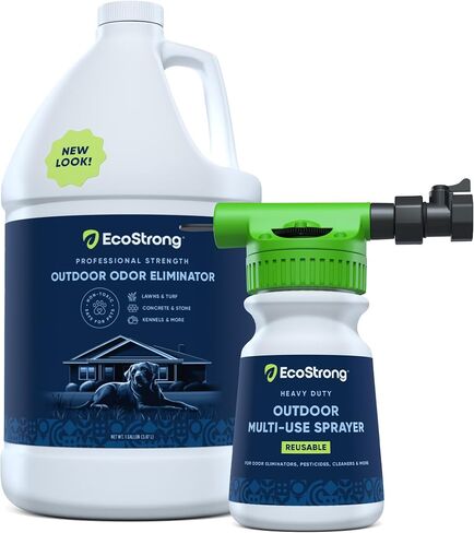Eco Strong Outdoor Odor Eliminator | Outside Dog Urine Enzyme Cleaner – Powerful Pet, Cat, Animal Scent Deodorizer | Professional Strength for Yard, Turf, Kennels, Patios, Decks (Gallon with Sprayer) in Saudi Arabia