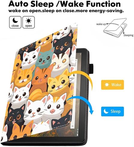 Case for All-New Amazon Fire HD 10 & 10 Plus Tablet 10.1" (13th/11th Generation, 2023/2021 Release), Slim Stand Folio Cover with Card Slot & Auto Wake/Sleep - Cute Cartoon Cats in Saudi Arabia