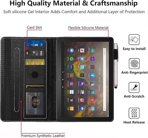 Case for All-New Amazon Fire HD 10 & 10 Plus Tablet 10.1" (13th/11th Generation, 2023/2021 Release), Slim Stand Folio Cover with Card Slot & Auto Wake/Sleep - Cute Cartoon Cats in Saudi Arabia