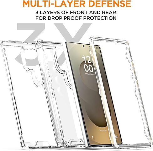AICase for Samsung Galaxy S25 Ultra Case Clear,Heavy Duty Durable 3-Layer Crystal Transparent [Not Yellowing][Military Grade Drop Protection] Shockproof/DropProof Protective for S25 Ultra 6.9" 2025_1 in Saudi Arabia