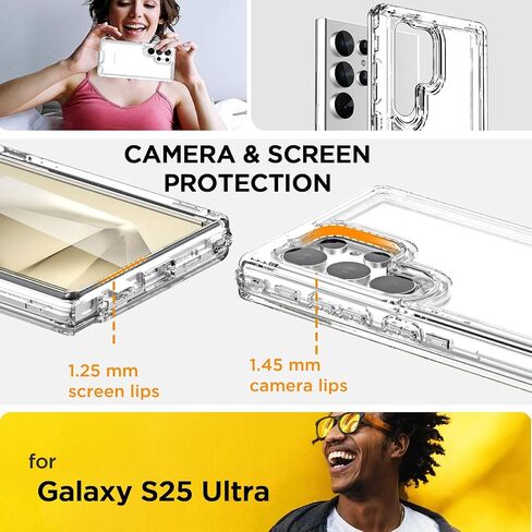 AICase for Samsung Galaxy S25 Ultra Case Clear,Heavy Duty Durable 3-Layer Crystal Transparent [Not Yellowing][Military Grade Drop Protection] Shockproof/DropProof Protective for S25 Ultra 6.9" 2025_1 in Saudi Arabia