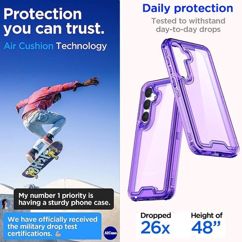 AICase for Samsung Galaxy S25 Ultra Case Clear,Heavy Duty Durable 3-Layer Crystal Transparent [Not Yellowing][Military Grade Drop Protection] Shockproof/DropProof Protective for S25 Ultra 6.9" 2025_1 in Saudi Arabia