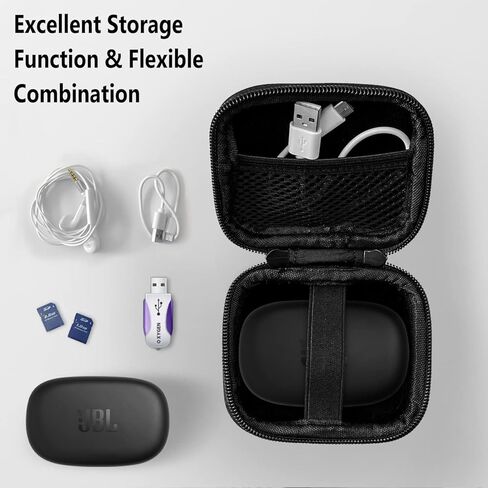 Geiomoo Eva Hard Careing for JLab Go Air Pop ، Jlab Jbuds Mini ، JLab Epic Air Sport ANC ، غطاء تخزين محمول مع Carabiner و Strap (Black) in Kuwait