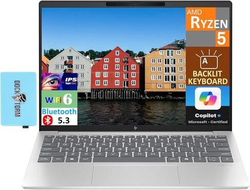 HP Pavilion Aero Laptop 13.3 "IPS Wuxga (1920x1200) (AMD Ryzen 5 8640U ، 16GB LPDDR5 RAM ، 512GB SSD ، Backlit KB ، Wi-Fi 6 ، Bluetooth 5.3 ، Webcam ، Win 11 Home) مع Dockztorm in Kuwait