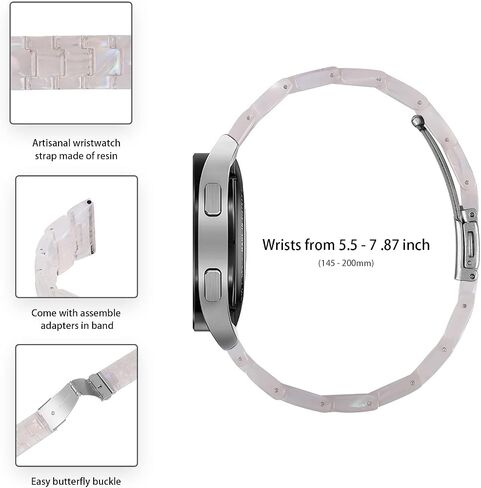 Resin Band Compatible with Samsung Galaxy 5 & 4 Band, Watch 4 Classic 42 /Watch 5 Pro/Active 2 40mm 44mm /Galaxy watch 3 41mm/ Garmin Vivoactive 3 , Galaxy Watch 42mm,20mm Quick Release crystal Band Women men in Kuwait