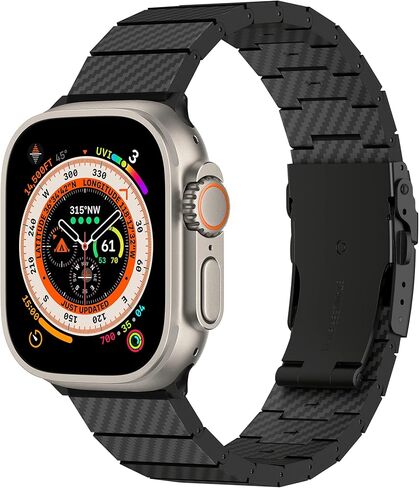 IITeeology Carbon Band متوافق مع Apple Watch 46mm 45mm 44mm 42mm سلسلة 10-1 ، Ultra/Ultra 2 49mm ، شريط ألياف كربون أصلي مصححة للرجال in Kuwait