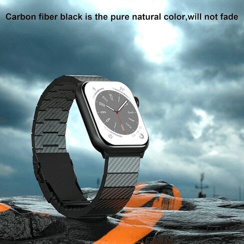 IITeeology Carbon Band متوافق مع Apple Watch 46mm 45mm 44mm 42mm سلسلة 10-1 ، Ultra/Ultra 2 49mm ، شريط ألياف كربون أصلي مصححة للرجال in Kuwait