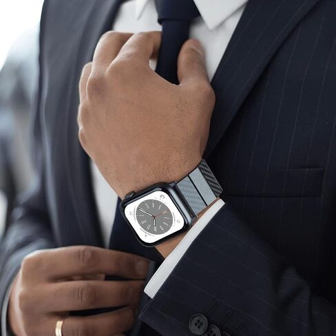 IITeeology Carbon Band متوافق مع Apple Watch 46mm 45mm 44mm 42mm سلسلة 10-1 ، Ultra/Ultra 2 49mm ، شريط ألياف كربون أصلي مصححة للرجال in Kuwait