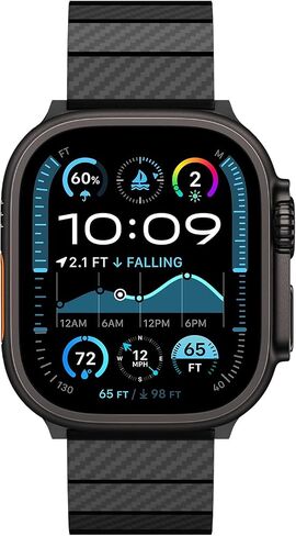 IITeeology Carbon Band متوافق مع Apple Watch 46mm 45mm 44mm 42mm سلسلة 10-1 ، Ultra/Ultra 2 49mm ، شريط ألياف كربون أصلي مصححة للرجال in Kuwait