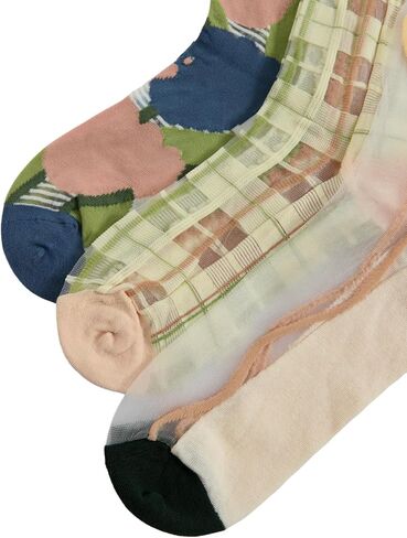 Verdusa Women's 3 Pairs Sheer Mesh Socks Floral Thin Socks in Saudi Arabia