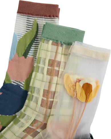 Verdusa Women's 3 Pairs Sheer Mesh Socks Floral Thin Socks in Saudi Arabia