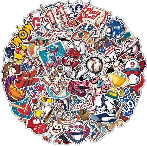 100pcs ملصقات البيسبول شارات مقاومة للماء لزجاجات المياه المحمول أمتعة الكمبيوتر القصاصات المراهقة المراهقين البالغين in Kuwait