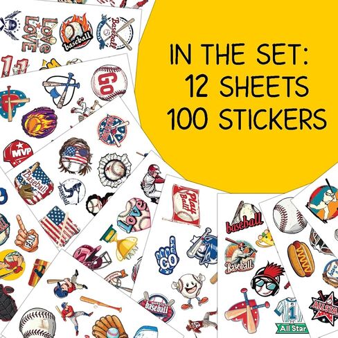 100pcs ملصقات البيسبول شارات مقاومة للماء لزجاجات المياه المحمول أمتعة الكمبيوتر القصاصات المراهقة المراهقين البالغين in Kuwait