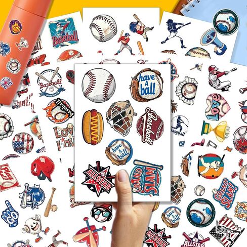 100pcs ملصقات البيسبول شارات مقاومة للماء لزجاجات المياه المحمول أمتعة الكمبيوتر القصاصات المراهقة المراهقين البالغين in Kuwait