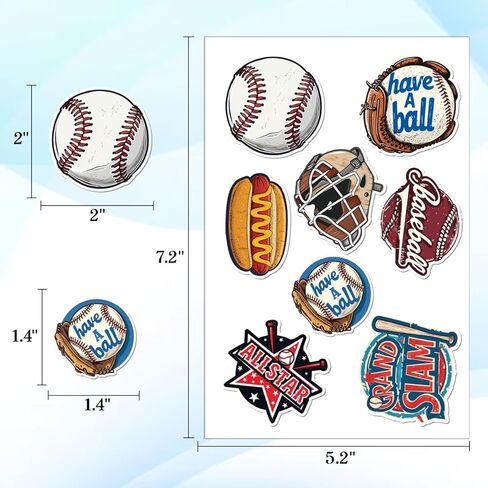 100pcs ملصقات البيسبول شارات مقاومة للماء لزجاجات المياه المحمول أمتعة الكمبيوتر القصاصات المراهقة المراهقين البالغين in Kuwait