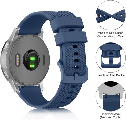 Meliya 18mm Bands for Garmin Vivoactive 4S / Venu 2S / Venu 3S / Vivomove 3S / Forerunner 255S / Forerunner 265S Smartwatch, Soft Silicone Sport Waterproof Replacement Wristband Strap for Women Men in Kuwait