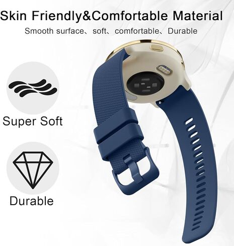 Meliya 18mm Bands for Garmin Vivoactive 4S / Venu 2S / Venu 3S / Vivomove 3S / Forerunner 255S / Forerunner 265S Smartwatch, Soft Silicone Sport Waterproof Replacement Wristband Strap for Women Men in Kuwait