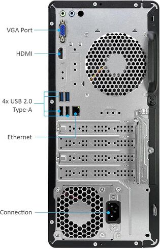 HP Pavilion Tower Tower Computer ، Octa-Core AMD Ryzen 7 5700G ، 16GB DDR4 RAM ، 1TB PCIE SSD ، WIFI 6 ، Bluetooth ، RJ-45 ، HDMI ، VGA ، Windows 11 Pro ، WE/PGPY in Kuwait