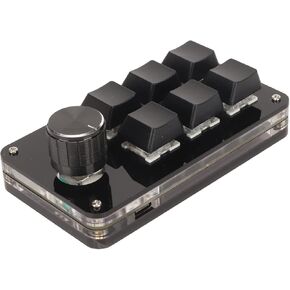TOPINCN Mini Keypad, DIY Programmable General Plug and Play Wired Connection 6 Key One Handed Keypad with Knob RGB Light for PC (Black)