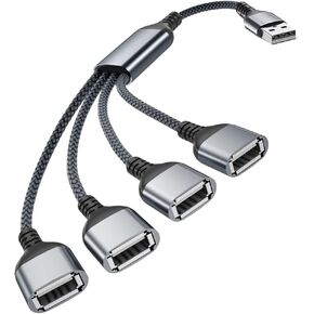 Basesailor USB Splitter Y Cable 3.3FT,1 Male to 4 Female USB-A Expander Hub,New