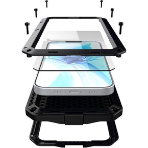 Marrkey for iPhone 13 Case ، 360 غطاء واقعي كامل للجسم شديد الصدمات مقاوم للصدمات القوي المصنفة من الألومنيوم المعدني مع واقي الشاشة المدمج في السيليكون لـ Apple iPhone 13 6.1 بوصة - أسود