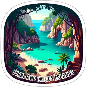Turks and Caicos Islands Travel Sticker, Outdoors Decal Vinyl Small Waterproof for Bottle Mug Passport Scrapbook Laptop Tumbler Skateboard Computer, Size - 4″×4″ - ID44990